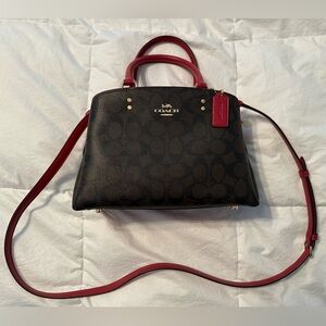 Coach purse: Brown with red trim - excellent condition!